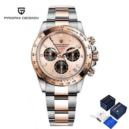 Ceas Bărbați Pagani Design PD-1644 Bicolor Argintiu & Rose Gold, Chronograph VK63, 40mm, Cadran Champagne, Sticlă Safir [2]