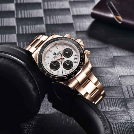 Ceas Bărbați Pagani Design PD-1644 Rose Gold, Chronograph VK63 Seiko, 40mm, Sticlă Safir, Oțel Inoxidabil, Elegant Sport [6]
