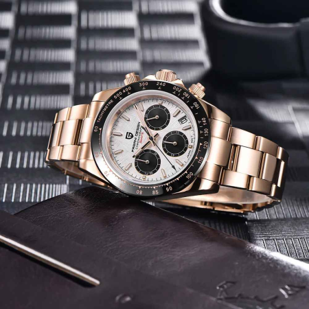 Ceas Bărbați Pagani Design PD-1644 Rose Gold, Chronograph VK63 Seiko, 40mm, Sticlă Safir, Oțel Inoxidabil, Elegant Sport [4]