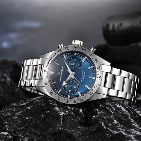 Ceas Bărbați Pagani Design PD-1766 Albastru, Chronograph VK64 Quartz, 40mm, Safir AR, Oțel Inoxidabil, 100M Rezistent la Apă [4]