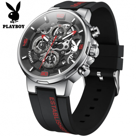 Ceas Bărbați Playboy 3052 Negru-Rosu – Design Luxury, Funcții Multiple, Afișaj Luminos, Rezistent la Apă 3ATM [4]