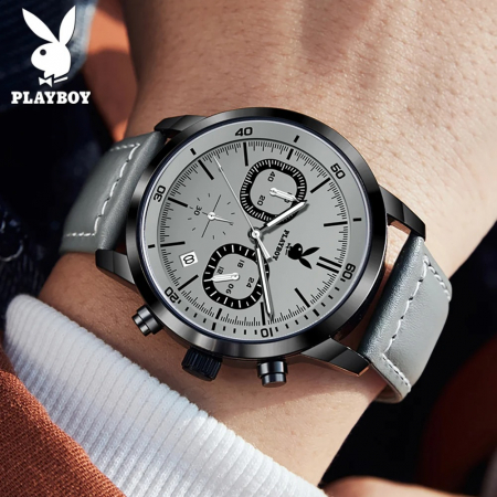Ceas Bărbați Playboy 3065 Gri – Design Business, Funcții Multiple, Rezistent la Șocuri, Rezistent la Apă 3ATM [2]