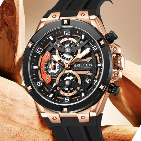 Ceas Bărbați Sollen 89207 Negru – Design Luxury, Funcții Multiple, Rezistent la Șocuri, Rezistent la Apă 3ATM [3]