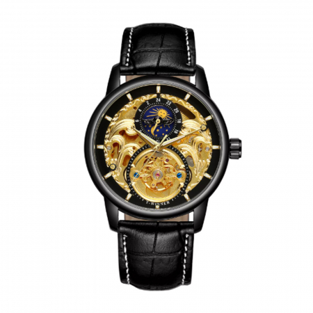 Ceas Bărbați T-Winner 8177 Negru-Auriu Mecanic – Design Luxury, Funcții Multiple, Rezistent la Apă 3ATM [1]