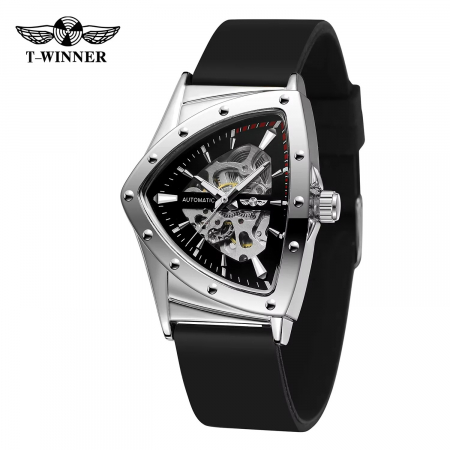 Ceas Bărbați T-Winner 8243 Negru-Argintiu Mecanic – Design Luxury, Funcții Multiple, Rezistent la Apă 3ATM [4]
