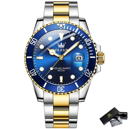 Ceas barbati Olevs Analog Quartz Elegant Fashion Business Albastru Otel [2]