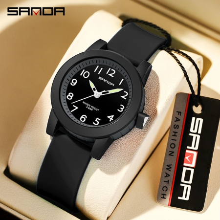 Ceas Copii Sanda 3221 Negru – Design Sport, Analog, Funcții Multiple, Rezistent la Apă 5ATM [1]