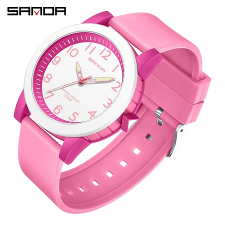 Ceas Copii Sanda 3221 Roz – Design Sport, Analog, Funcții Multiple, Rezistent la Apă 5ATM [4]