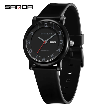 Ceas Copii Sanda 3225 Negru – Design Fashion, Analog, Afișaj Dată, Rezistent la Apă 3ATM [2]