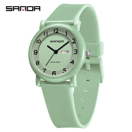 Ceas Copii Sanda 3225 Verde – Design Fashion, Analog, Afișaj Dată, Rezistent la Apă 3ATM [2]