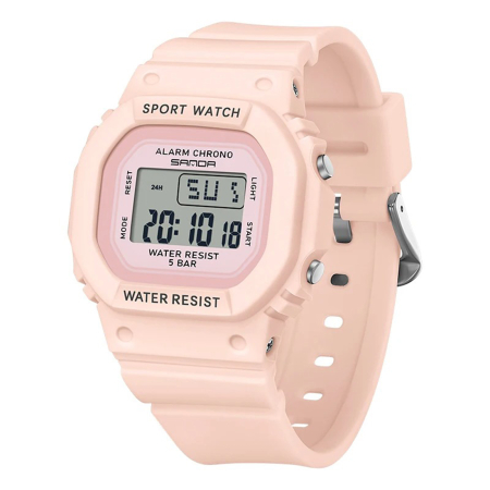 Ceas Copii Sanda 393 Roz – Design Sport, Digital, Afișaj LED, Rezistent la Apă 5ATM [0]