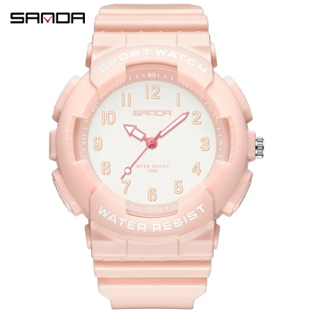 Ceas Copii Sanda 6094 Roz – Design Sport, Analog, Rezistent la Șocuri, Rezistent la Apă 5ATM [2]