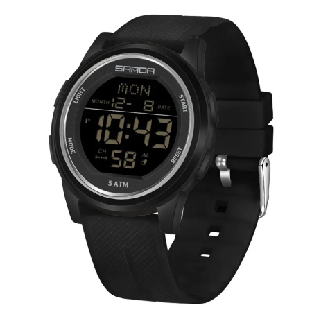 Ceas Copii Sanda 6182 Negru – Design Sport, Digital, Afișaj Dată, Alarmă, Rezistent la Apă 5ATM [0]