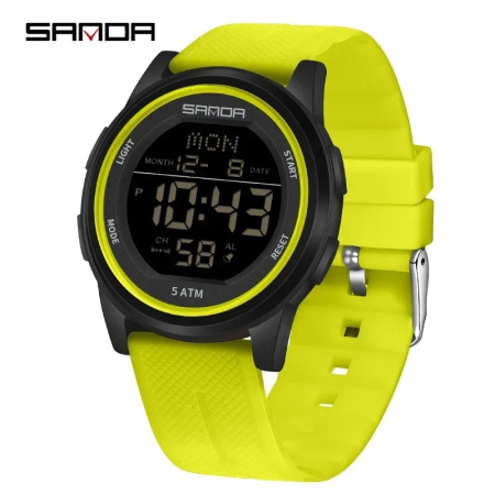 Ceas Copii Sanda 6182 Verde-Negru – Design Sport, Digital, Afișaj Dată, Alarmă, Rezistent la Apă 5ATM [4]
