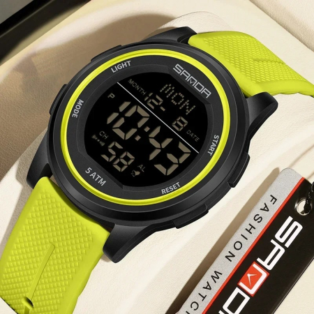 Ceas Copii Sanda 6182 Verde-Negru – Design Sport, Digital, Afișaj Dată, Alarmă, Rezistent la Apă 5ATM [1]