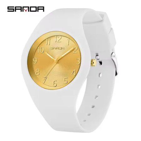 Ceas Copii Sanda 6186 Alb-auriu – Design Sport, Analog, Rezistent la Apă 5ATM [4]