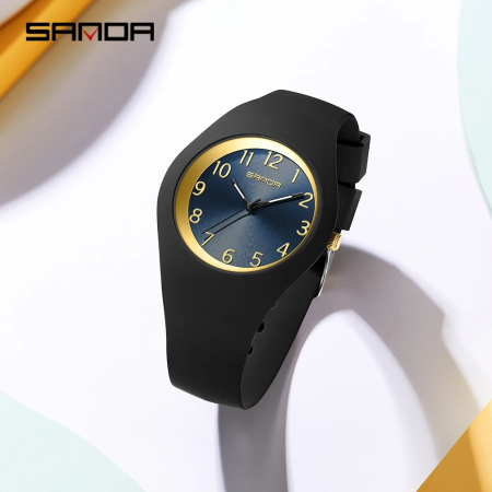 Ceas Copii Sanda 6186 Negru-Auriu – Design Sport, Analog, Rezistent la Apă 5ATM [1]