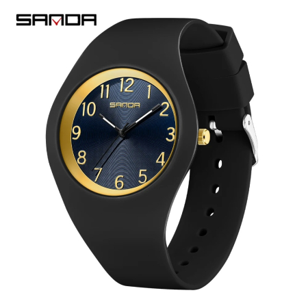 Ceas Copii Sanda 6186 Negru-Auriu – Design Sport, Analog, Rezistent la Apă 5ATM [3]