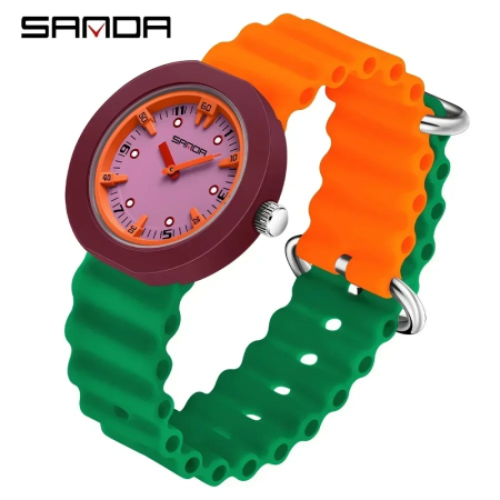 Ceas Copii Sanda 9108 Portocaliu-Verde – Design Fashion, Analog, Rezistent la Apă 3ATM [3]