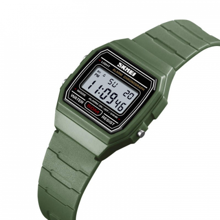 Ceas copii Skmei Digital Data Cronometru Alarma Verde militar [3]