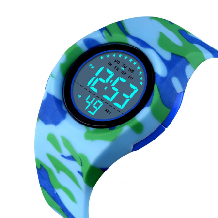 Ceas copii sport Skmei, Digital, Cronometru, Alarma, Rezistent la apa Militar [3]