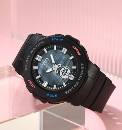 Ceas copii TIO 2076 Digital Quartz Analog Silicon Negru [2]