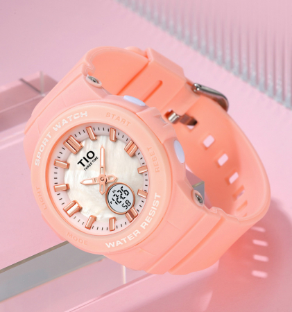 Ceas copii TIO 2076 Quartz Analog Digital Silicon Roz [1]