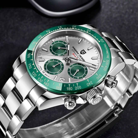 Ceas cronograf bărbătesc PAGANI DESIGN PD-1644 – quartz japonez VK63, safir, tachymeter, inox, 40mm, stil retro sport [1]