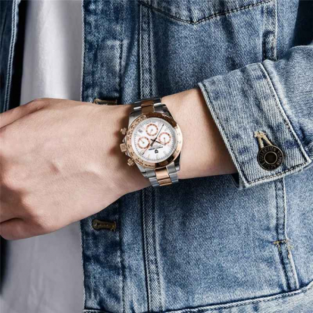 Ceas cronograf Pagani Design PD-1644, quartz Japanese Seiko VK63, 40mm, oțel inoxidabil bicolor, rezistență 100m [3]