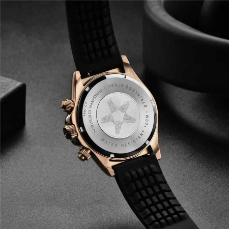 Ceas cronograf Pagani Design PD-1664, quartz Japan Seiko VK63, 40mm, geam safir sintetic, curea cauciuc, rezistență 100m [3]
