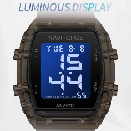 Ceas Damă Casual-Sport Quartz – Afișaj Dată, Alarmă, Cronometru, Carcasă Pătrată Aurie, Brățară Silicon Crem [3]