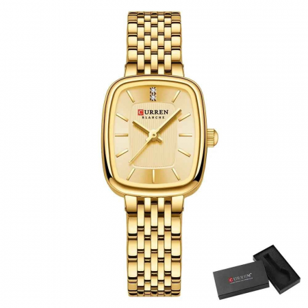 Ceas Damă CURREN Complet Auriu – Ceas Elegant Rectangular cu Brățară din Oțel Inoxidabil și Mecanism Quartz [4]