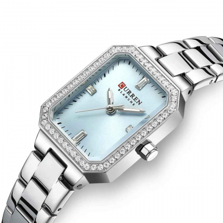 Ceas damă Curren Elegant – Cadran albastru, brățară argintie, stil elegant și modern [1]