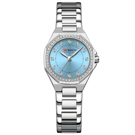 Ceasuri dama - Ceas Damă CURREN Quartz Elegant, Cadran Turcoaz, Carcasă și Brățară Argintie – Design Fashion și Feminin