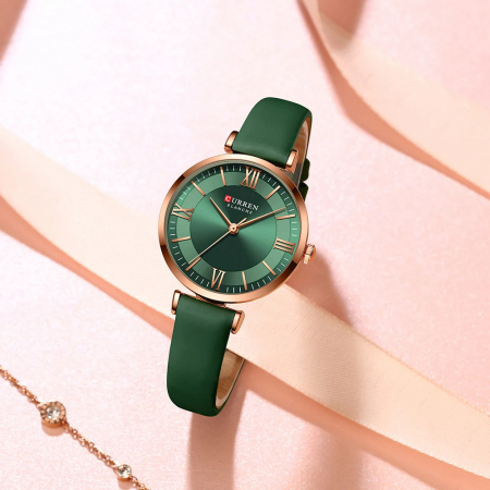 Ceas dama Curren Elegant Casual Fashion Piele Verde [4]