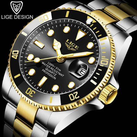 Ceas barbatesc de mana Lige, Business, Quartz, Casual, Elegant, Calendar, Indici luminosi, Analog [1]