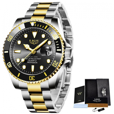 Ceas barbatesc de mana Lige, Business, Quartz, Casual, Elegant, Calendar, Indici luminosi, Analog [7]