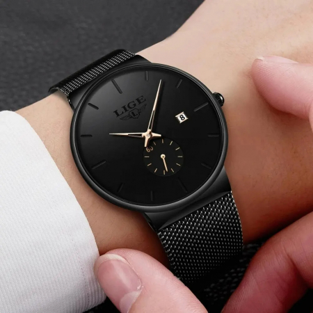 Ceas barbatesc de mana Lige Elegant Casual Quartz Top Brand Luxury Fashion Analog Negru [1]