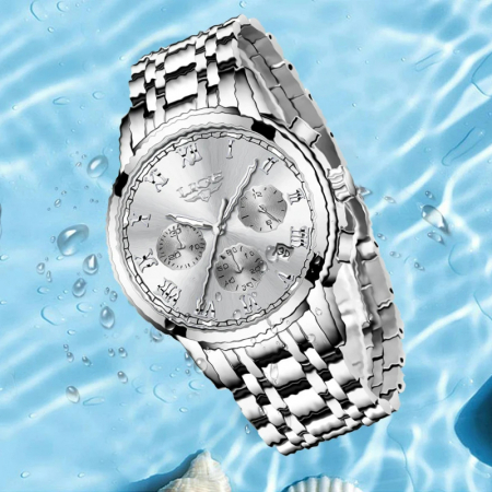 Ceas dama de mana Lige Fashion Elegant Quartz Analog Luxury Top Brand Argintiu [5]