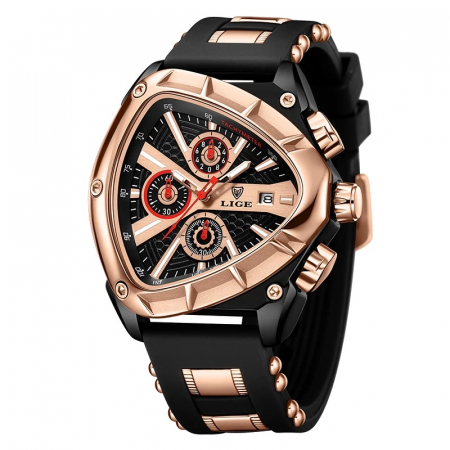 Ceasuri barbatesti - Ceas barbatesc de mana Lige Top Brand Fashion Elegant Luxury Casual Analog Quartz Negru Auriu