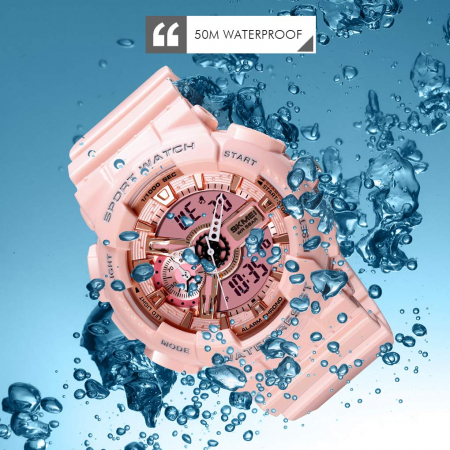 Ceas dama de mana Skmei Sport Digital Analog Quartz Roz [2]