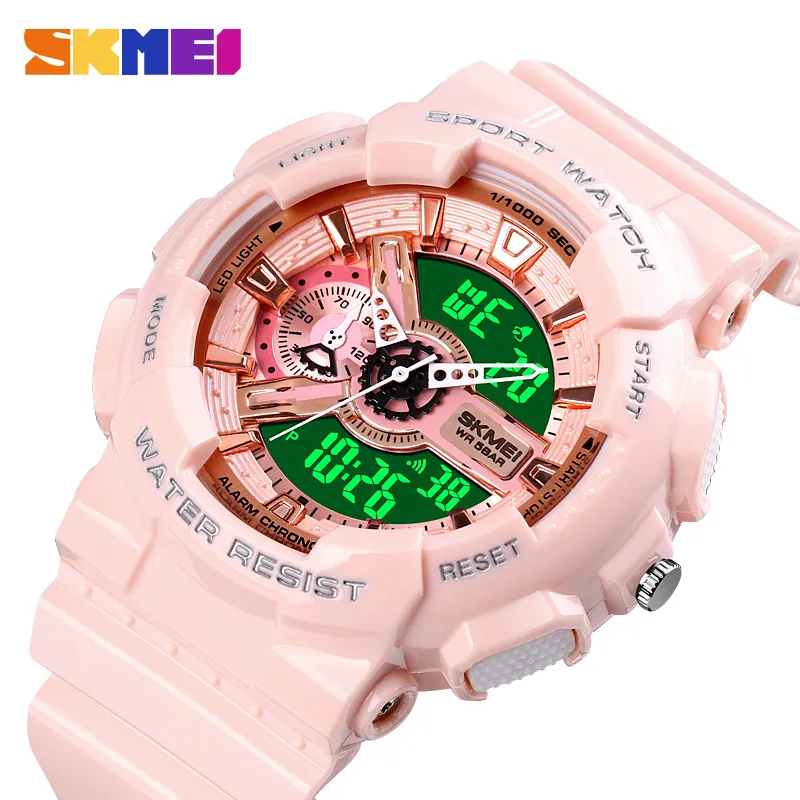 Ceas dama de mana Skmei Sport Digital Analog Quartz Roz [1]