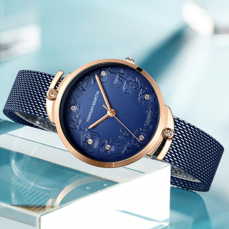 Ceas dama Hannah Martin Elegant Quartz Analog Otel Fashion Luxury Bratara tip plasa [3]