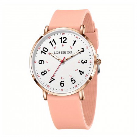 Ceasuri dama - Ceas Damă Lige 89168 Rose-Alb – Design Fashion, Funcții Multiple, Cronograf, Rezistent la Apă 3ATM