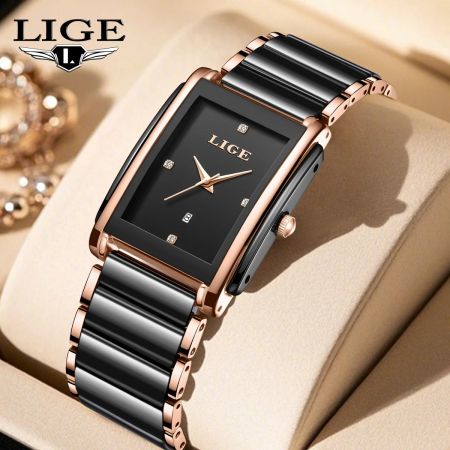 Ceas Damă Lige 89188 Rose Auriu-Negru – Design Fashion, Funcții Multiple, Afișaj Luminos, Rezistent la Apă 3ATM [1]