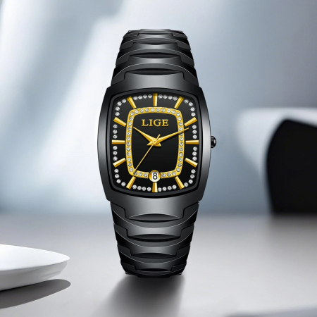 Ceas Damă Lige 89189 Auriu-Negru – Design Fashion, Funcții Multiple, Afișaj Luminos, Rezistent la Apă 3ATM [2]