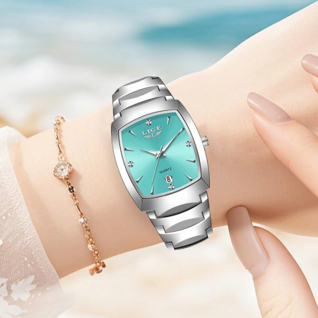 Ceas Damă Lige 89257 Argintiu-Verde – Design Fashion, Funcții Multiple, Afișaj Luminos, Rezistent la Apă 3ATM [4]