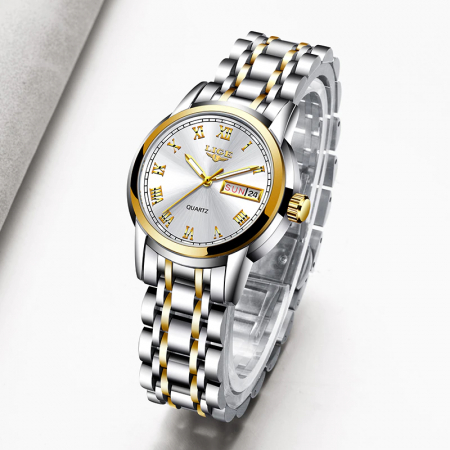 Ceas dama Lige Afisare data Analog Quartz Fashion Elegant Luxury Argintiu [4]