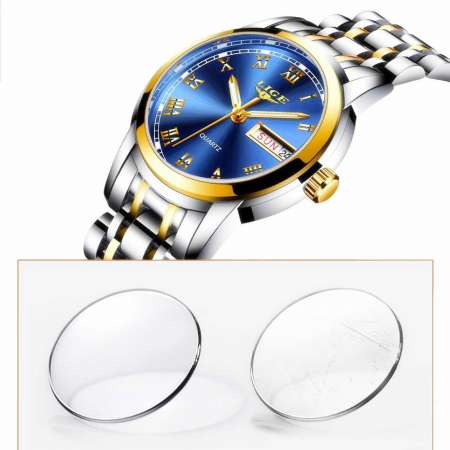 Ceas dama Lige Otel Zinc Elegant Quartz Analog Afisare data Argintiu [1]