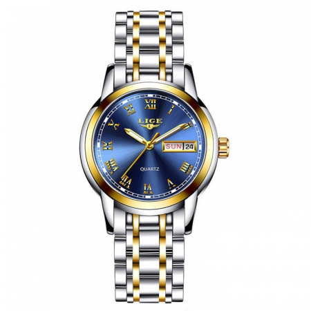 Ceas dama Lige Otel Zinc Elegant Quartz Analog Afisare data Argintiu [0]